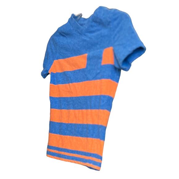 WONDER NATION SHORT SLEEVE T-SHIRT, BOYS, S (6-7), BLUE & ORANGE STRIPES - Picture 2 of 9